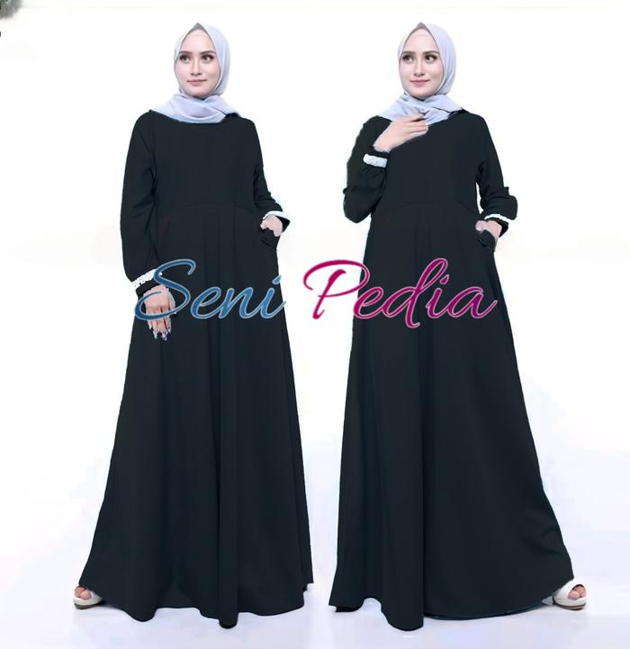 GAMIS POLOS KATUN MIKASA LENGAN RENDA DRESS WANITA REMAJA
