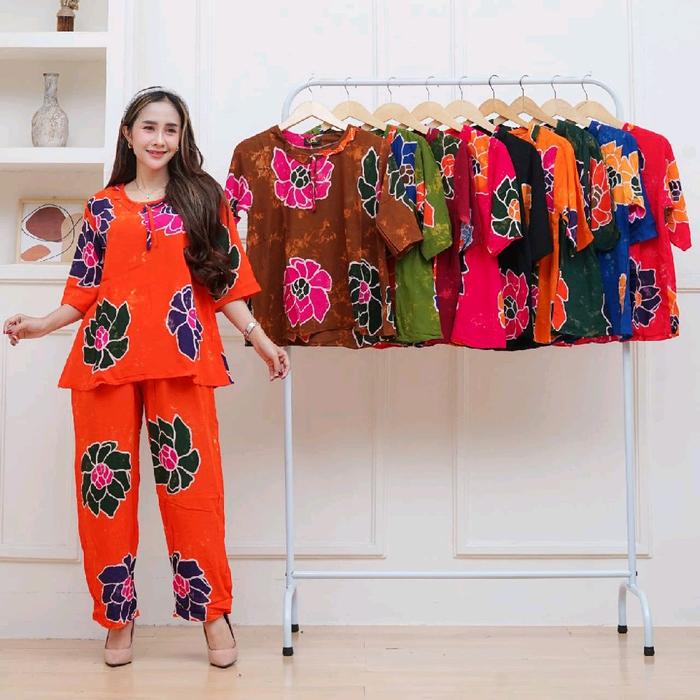 SETELAN MOTIF SUNAN UKURAN JUMBO LD 120 | ONESET MOTIF BUNGA BSR | SETELAN BATIK RAYON GRADE A |