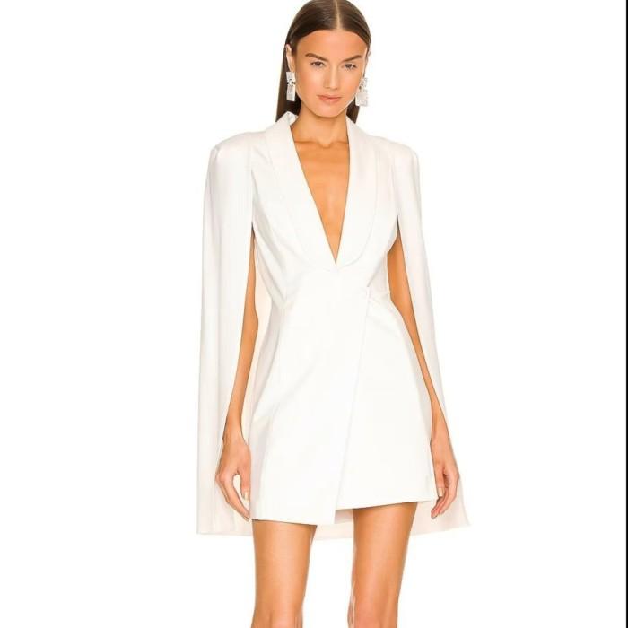 WST N5904 White Cape Blazer Dress - BS240307 - S