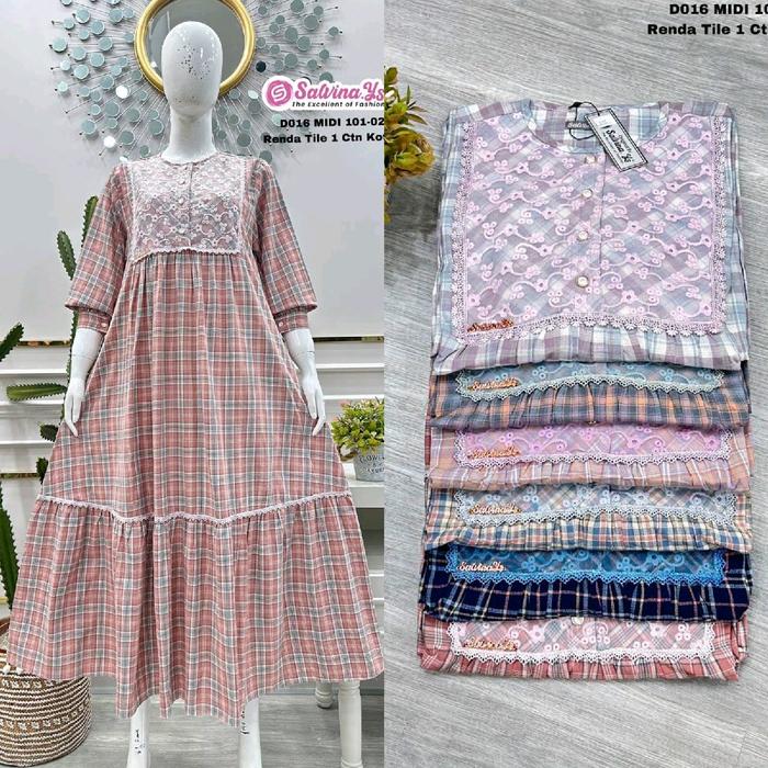 midi salvina renda katun triset motif kotak