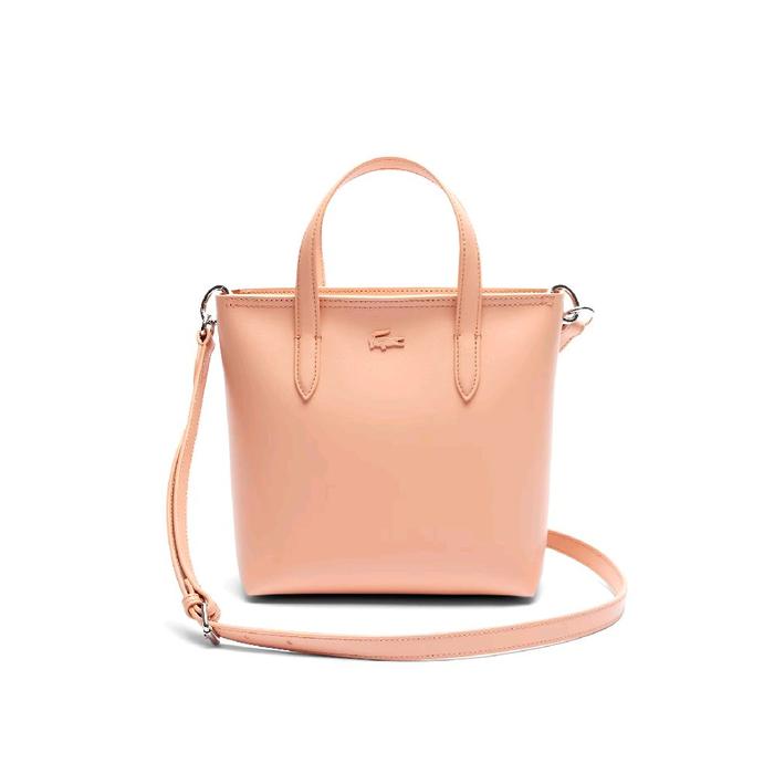 Lacoste Women's Small Leather Tote Bag Wanita - Pink
