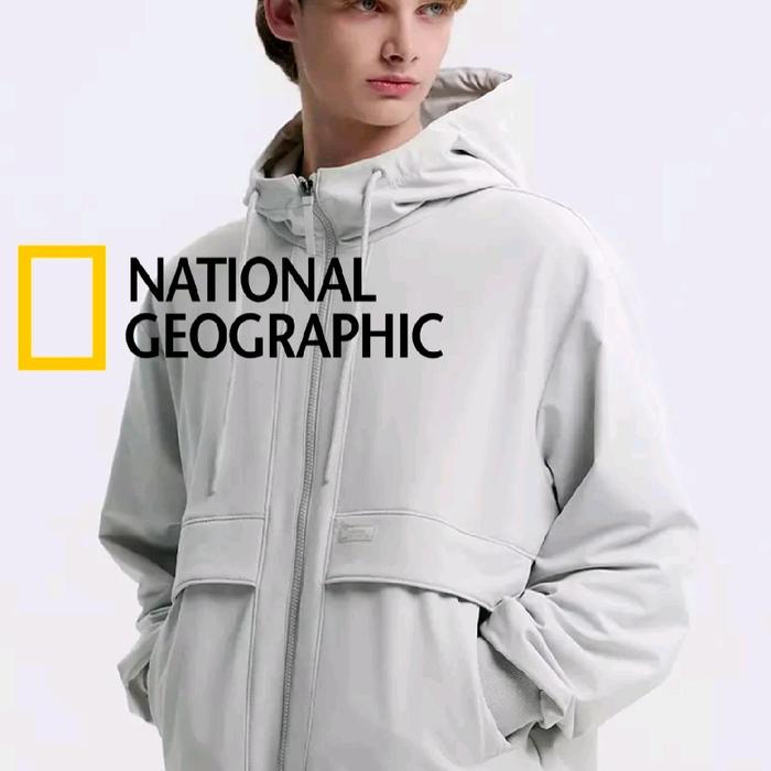 Original Natgeo Unisex ARCHELON Double Warm Brushed Woven Hooded Zip Up Jacket