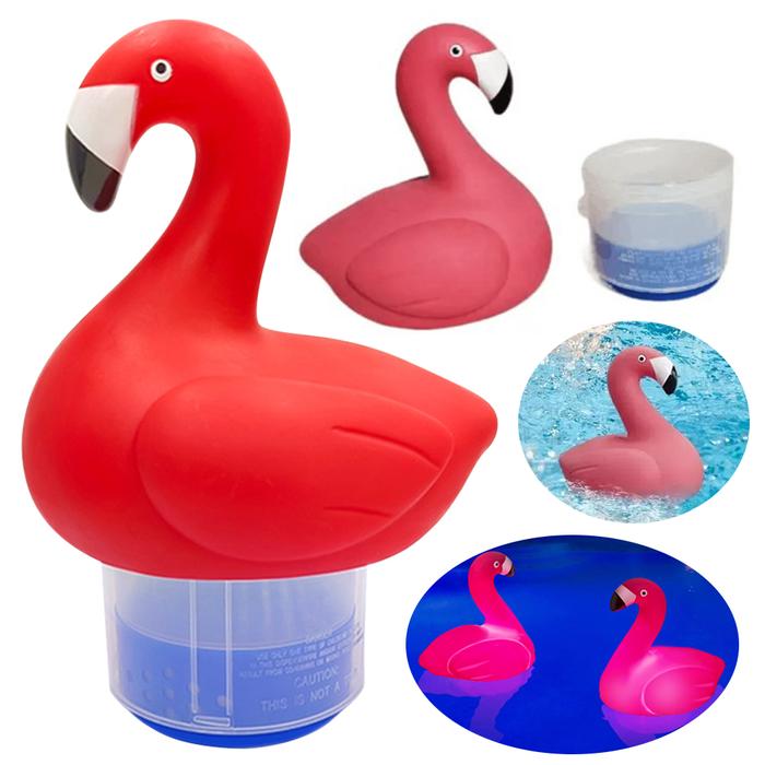 Solar Flamingo Chlorine Floater with Light Chlorine Tablet Floater Glow In The Dark Floating Chlorin