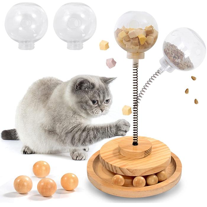 Intere Cat Food Toys Indoor Kitten Puzzle Feeder Leaking Food