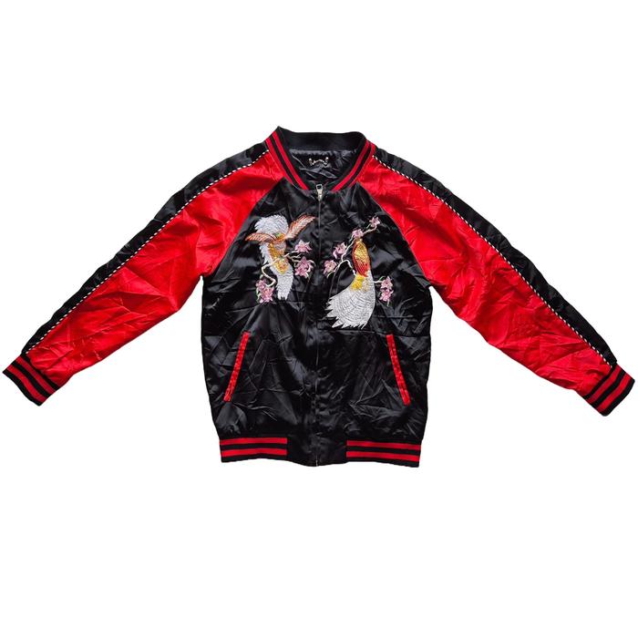 MIULIFE Sukajan Reversible Street-Style Varsity Jacket Jaket Bahan Satin