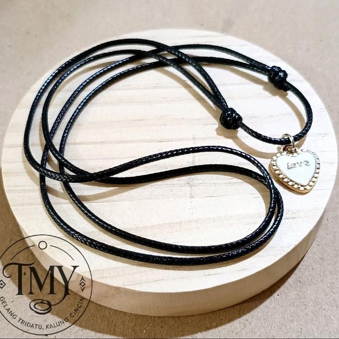 Kalung Tali Charm Love Kecil Putih Kualitas Bagus