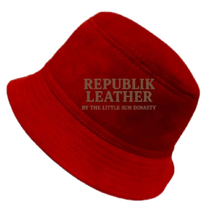 Topi Bucket Suede Kulit Asli warna Merah