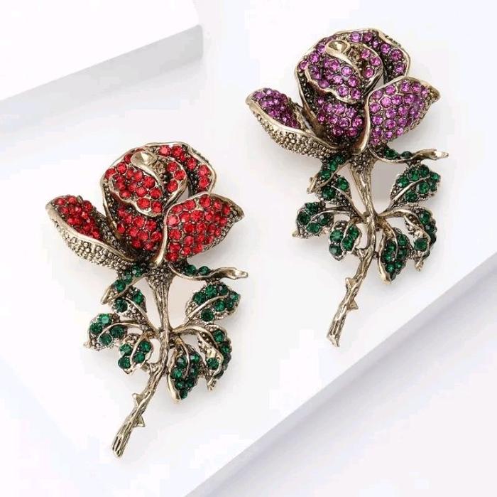 Bros Dada Premium Mawar Tangkai Panjang Juntai Kristal Mewah Desain Elegan Warna Beragam Aksesori Es