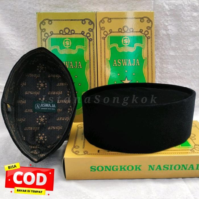 [COD] Songkok Aswaja-Non Ac || Peci Hitam Mark Aswaja STD