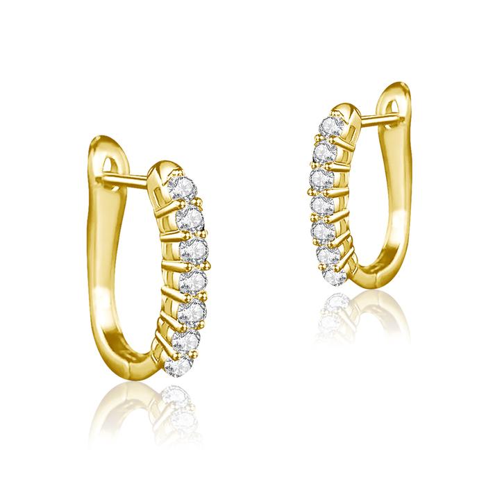 U Shape 14K Gold Hoop Earings For Women AU585 K Gold Clip Ear Stud Fine Jewelry Wedding Valentine's 