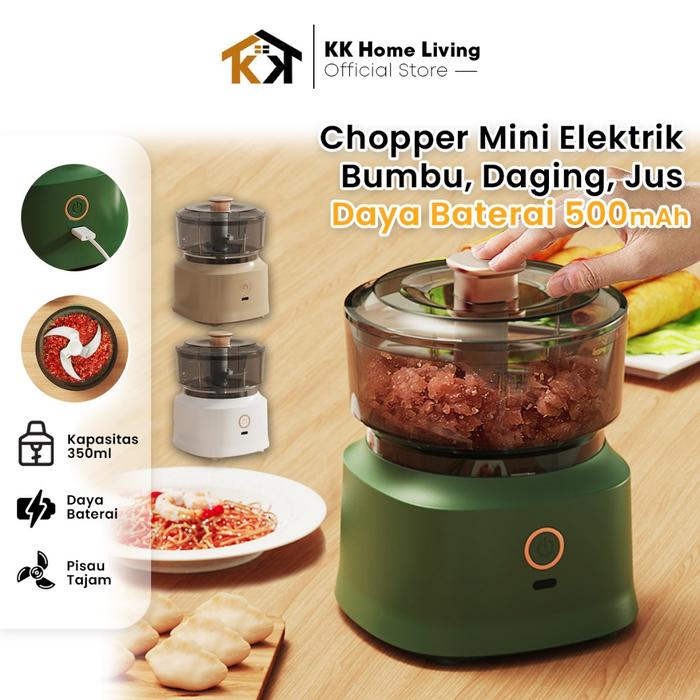 (KK) Chopper Daging Mini Elekterik 350ml Simple Praktis Multifungsi Portable Penggiling Makanan