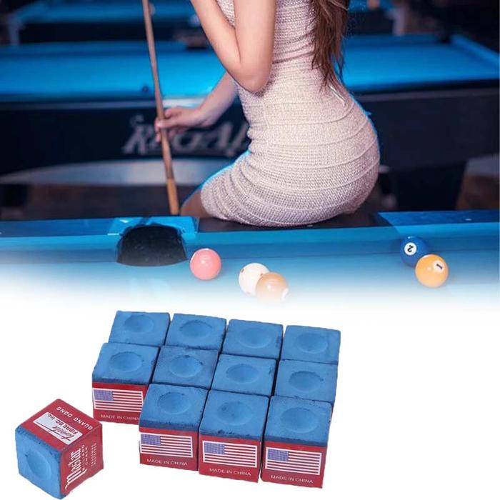 12Psc Kapur Biru Billiard Magnet Chalk Billiard Chalk Box Billiard Universal Chalk Billiard Master