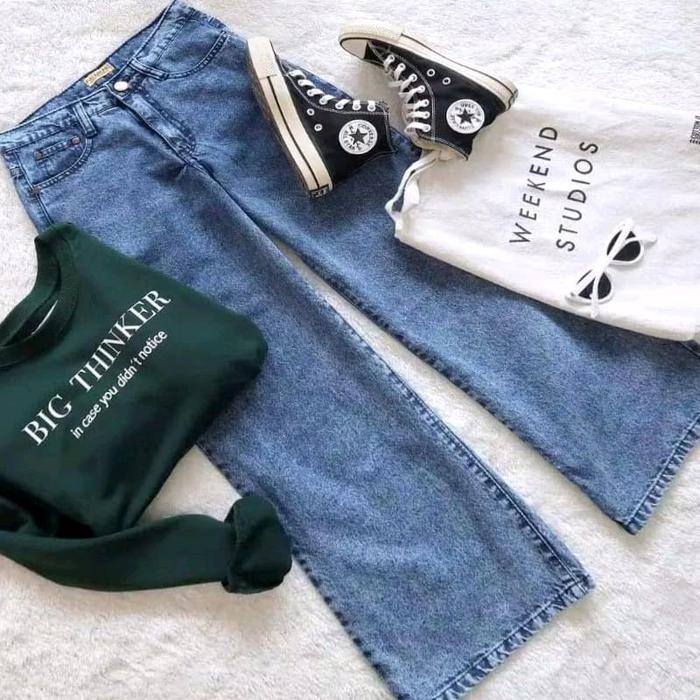 Kulot Jeans Mozza belakang Karet Highwaist Celana Wanita Hitam Cewek Dewasa Bawahan Shorts Linen Kan