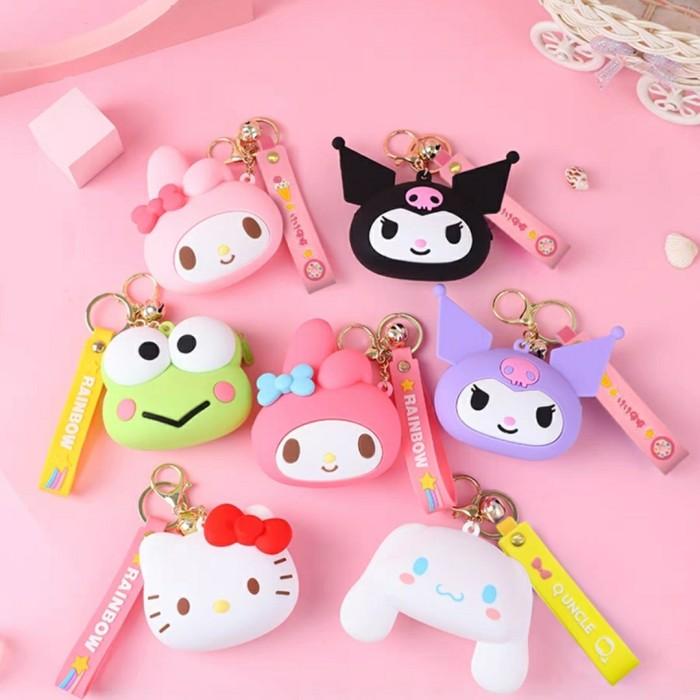 Gantungan Tas/Kunci Dompet Koin Silicon Sanrio Head (Q Uncle)