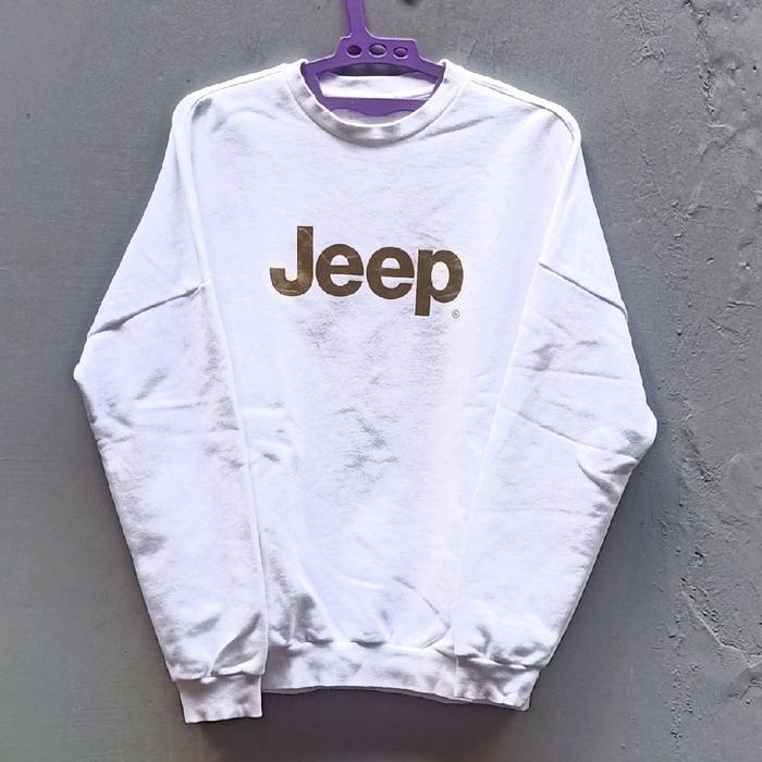 Crewneck Sweater JEEP Original | Official Tag JEEP | White | Bekas Preloved Second Thrift