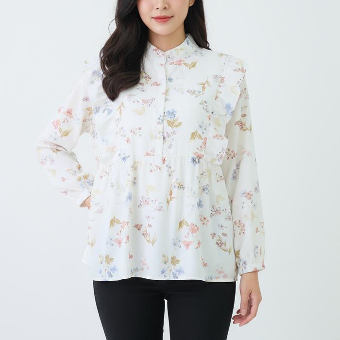 Blouse bunga korean style / blouse ruffle korean style