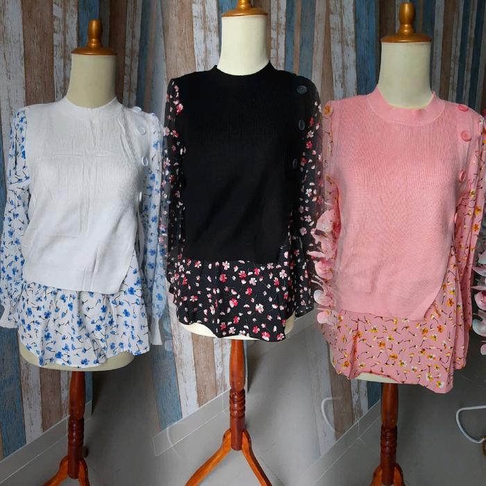 Zara Blouse Combi Knit ~ BKK