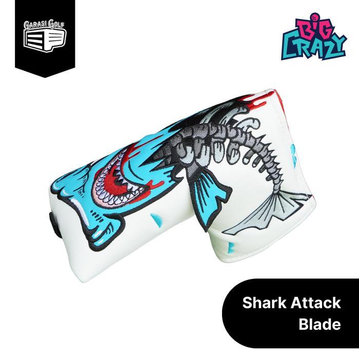 PREMIUM BIG CRAZY Shark Attack Blade Putter Head Cover Golf - Penutup Sarung Stick Club