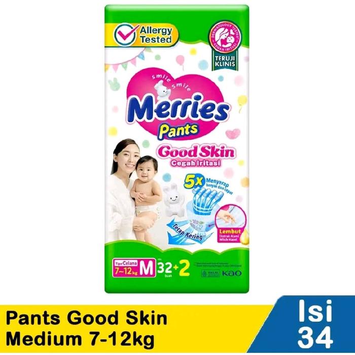 MERRIES PANTS M34 POPOK CELANA BAYI UNTUK 7-12 KG