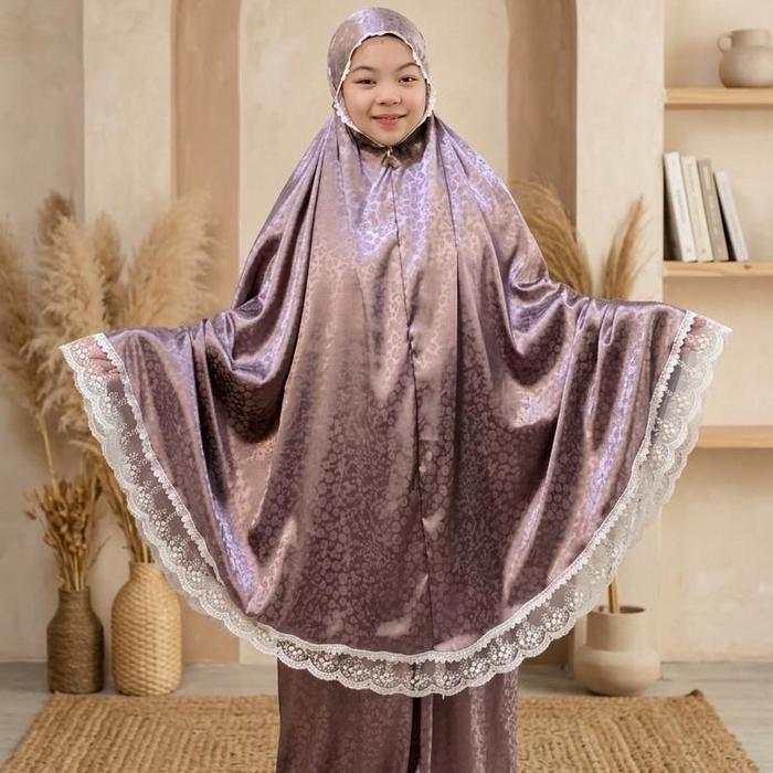 Mukena sutra aliya jaquard silk dewasa 2in1 adem jatoh nyaman jumbo renda mewah premium