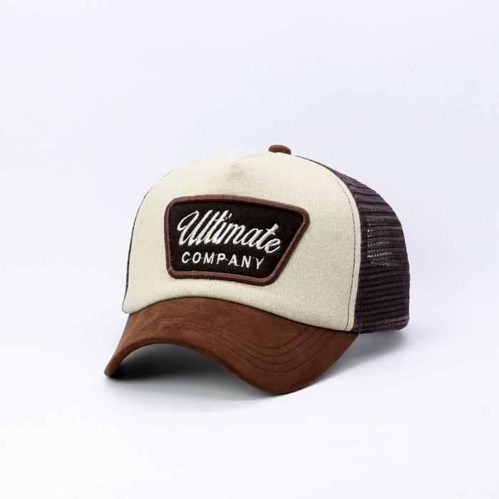 jan'mart TOPI TRUCKER LIDAH PENDEK BAHAN SUEDE DARK BROWN MIX BROWN ULTI COMPANY
