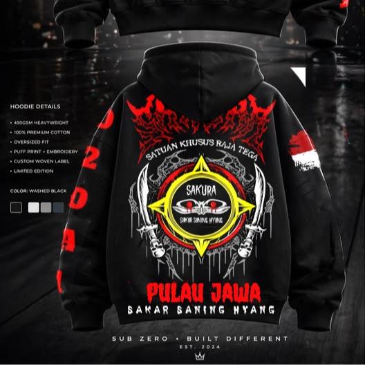 hoodie sakura tanah jawa sablon plastisol full punggung free stiker gratis reques nama kota kata kat