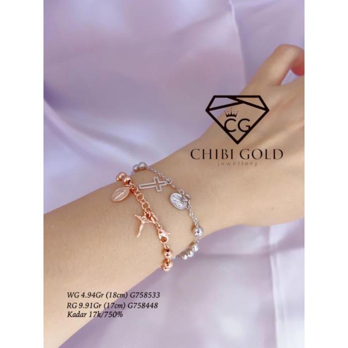 TERLARIS CHIBIGOLD - gelang tangan rosario emas asli 750 % 17k G758533