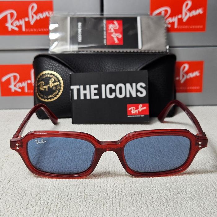 Kacamata Rayban Zuri Bio Based RB4455 6809/80 52-19 Red Lens Blue Original