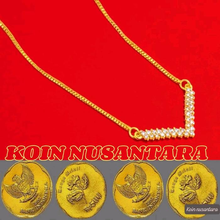 Kalung Fuji italy wanita elegan terbuat dari bahan koin 1990-1994