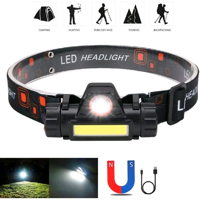 Headlamp Recharger / Senter Kepala Charger Usb / Senter Pendaki / Lampu Gunung