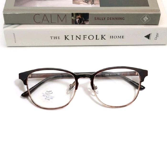 Kacamata Minus Pria Wanita TR90 2090 Frame Kekinian Gaya Korea Retro Klasik Bahan Lentur Ringan Awet