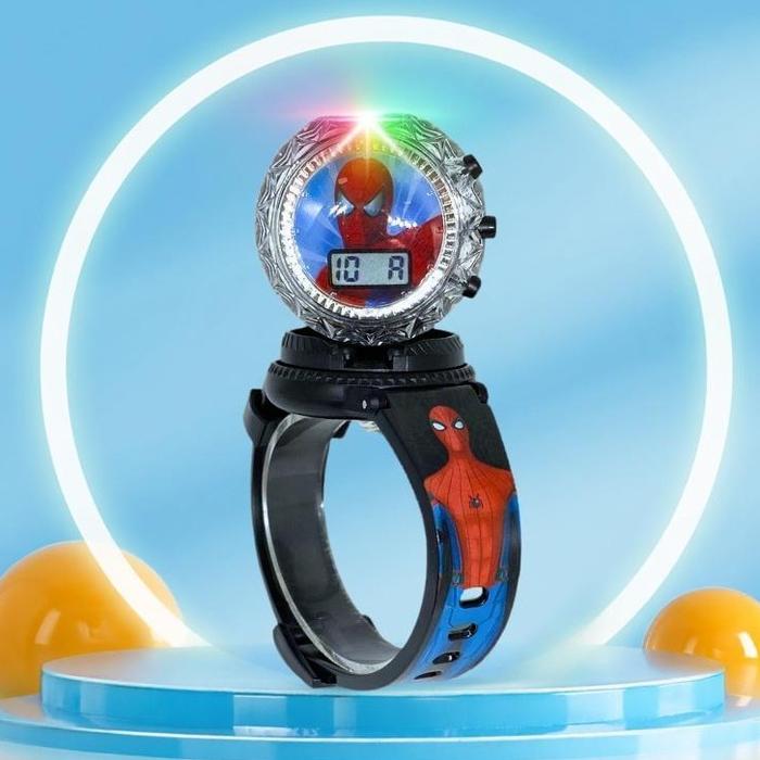 Jam Tangan Anak Digital Karakter Spiderman Ironman Spiderman Lampu Nyala, Putar Gasing & Main Musik