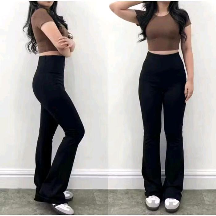 COD Flare Pants Haighwaist Celana Cutbray Scuba Wanita - kulot cutbray scuba premium