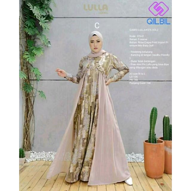 LULLA DRESS SET OUTER PISAH BY LULLA LOOKS/GAMIS OUTER MEWAH ELEGANT/ARMANY PRINTING BABYDOLL