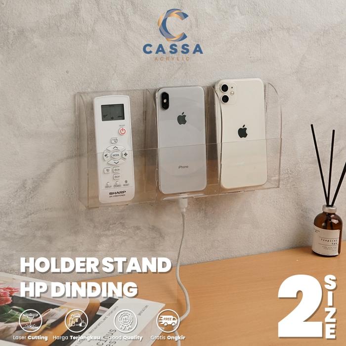Stand Display Holder Tempat HP Dinding Acrylic / Rak Gantung Tempel Remote AC TV Akrilik