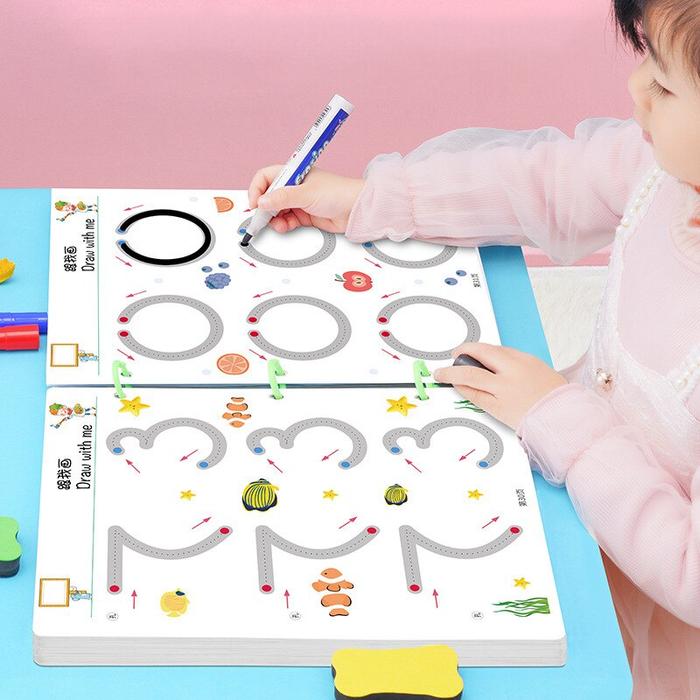 [36/64 Pages] Reusable MAGIC WORKBOOK Dot To Dot Wipe And Clean book activity Belajar Menulis Angka 