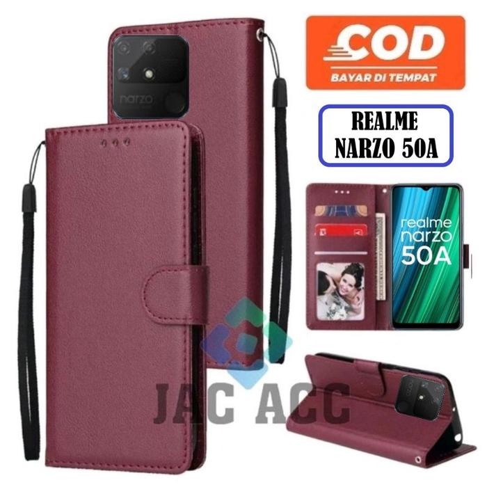 DOMPET HP PREMIUM UNTUK REALME NARZO 50A LEATHER FLIP CASE PREMIUM UNTUK REALME NARZO 50A