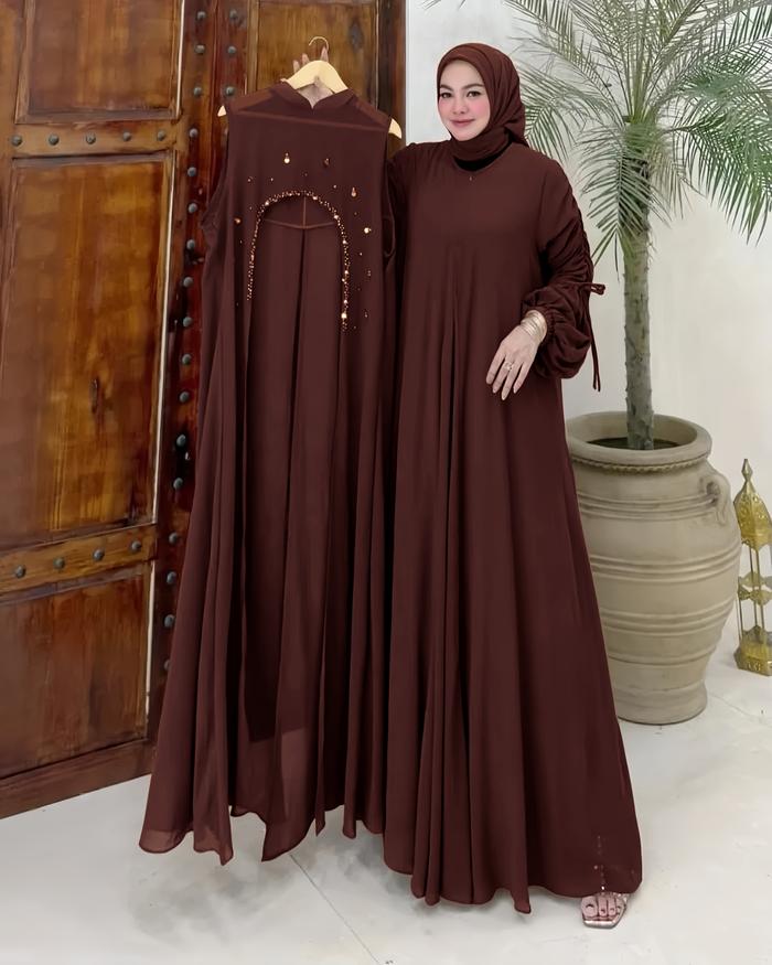 ELORA DRESS Gamis 2025 Model Terbaru Abaya Turkey Maxi Dress Arab Saudi Payet Mutiara Zephy Turki Um