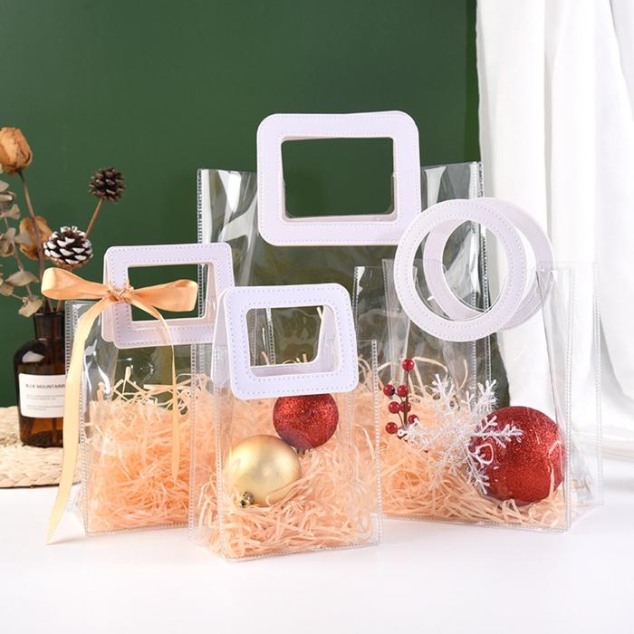 Gift PVC Transparent Flexible Tote Bag/ Shopping Bag/Packaging Bag/ Plastic Grocery Bag/ Flower Bag