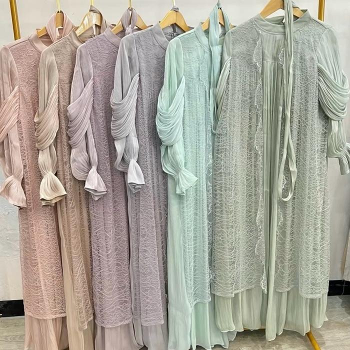 Gamis Shimmer Tangan Renda/Burkat Cardi Wanita/Gamis Shimmer/Gamis Shimmer Renda Cardi