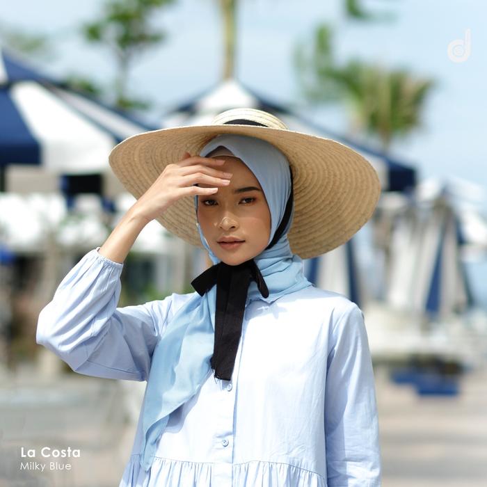 hijab deenay polos milky blue/biru langit/wardah voal ulrafine original Nyaman Muslim Square  Kerudu