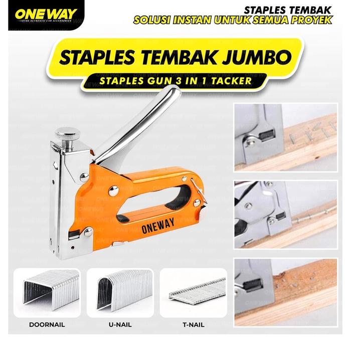 Staples Tembak Jumbo 3 in 1 Staple Gun Tacker Bisa 3 Jenis Staples Sofa Tembok Kayu Heavy Duty