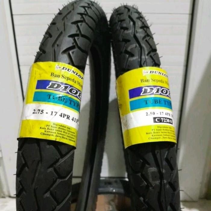 BAN DUNLOP BEBEK RING 17  D108  2.75-17 | 2.50-17 TUBE TYPE NON TUBELESSS