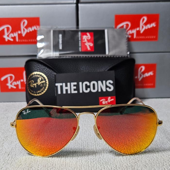 Kacamata Rayban Aviator RB3025 112/69 58 Gold Lens Mirror Orange Original