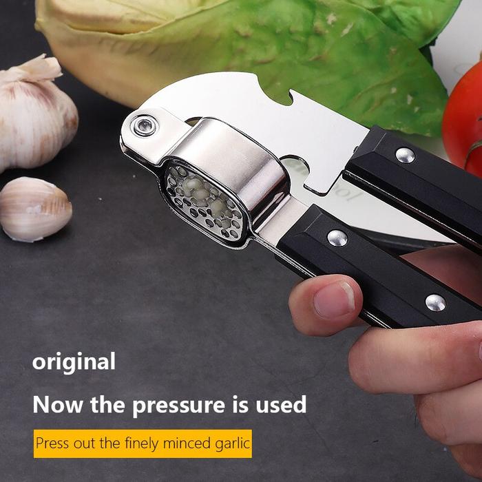 1Pc Black Stainless Steel Garlic Press Household Garlic Garlic Press