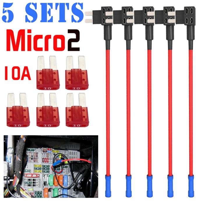 5pcs Add-A-Circuit Car Auto Adapter Micro 2 Blade Fuse Holder APT ATR