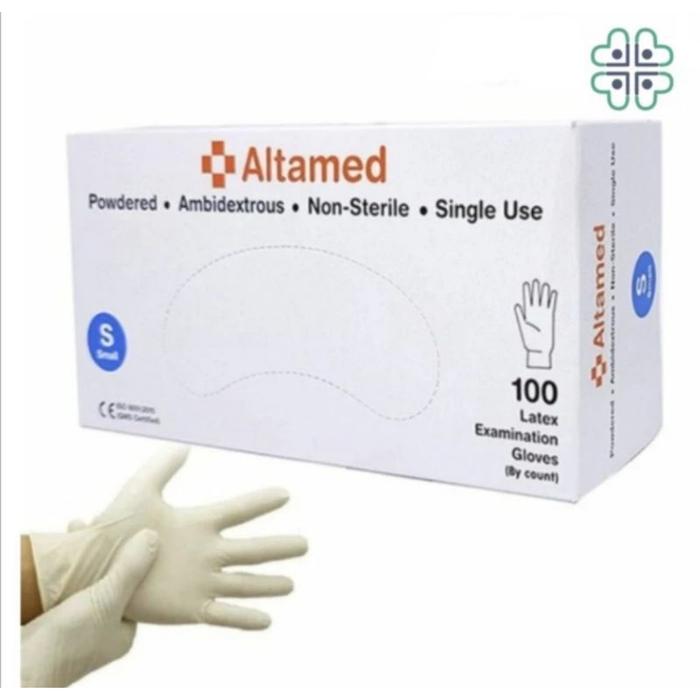 Sarung Tangan Latex Altamed Box 100pc / Handscoon Medis Promo Murah ee