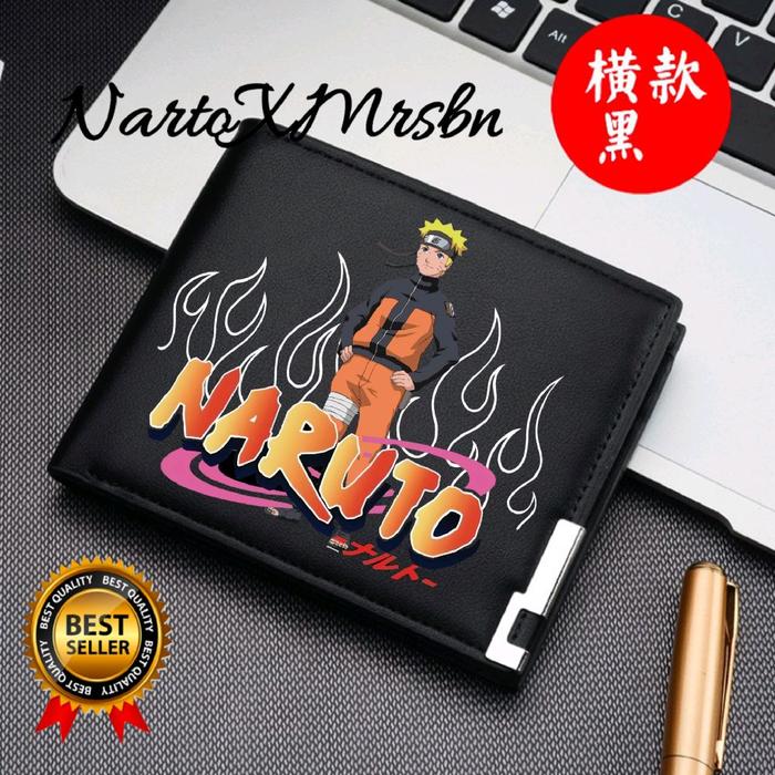 Dompet Pria/Remaja Lipat Bahan Kulit Gambar Naruto Tim 7 Model Keren - Warna Hitam, 2 Sekat Uang Ker