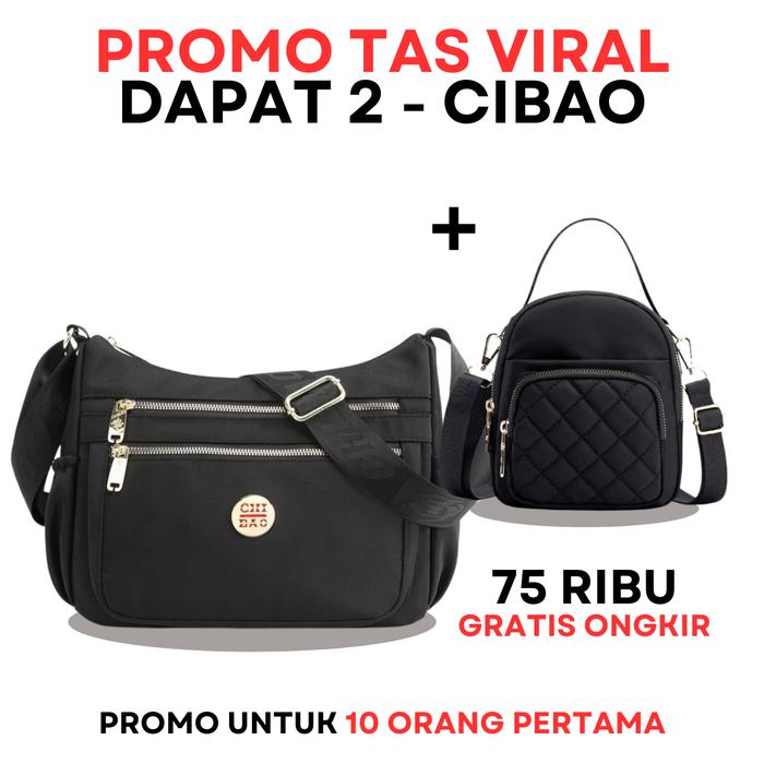 VIRAL - DAPAT 2 Tas Selempang Wanita Ukuran 27x10x20 cm Bahan Dinir Gratis Mini Longcem Cibao 18x22 