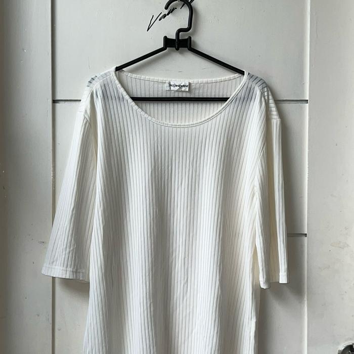 YSL Yves Saint Lauren White Pleats T-shirt